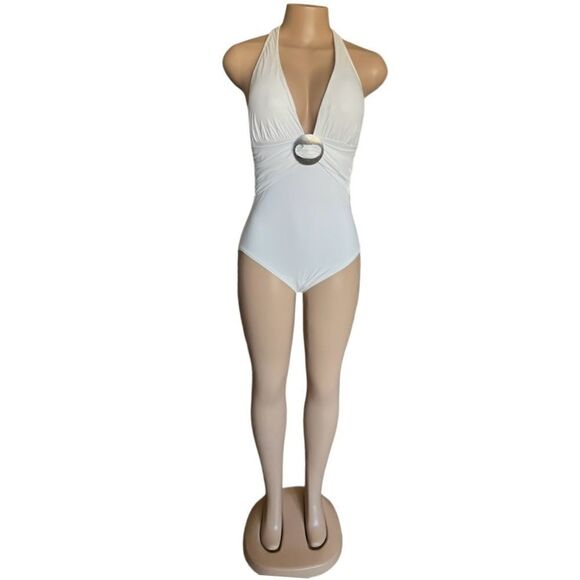 NWT- Contours by Coco Reef Brilliance Halter Bra Sized One Piece Swimsuit - Picture 3 of 15